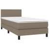 vidaXL Cama box spring + colch&atilde;o/LED 80x200cm tecido cinza-acastanhado