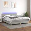 vidaXL Cama box spring c/ colch&atilde;o e LED 180x200 cm tecido cinza-claro