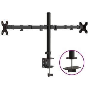 vidaXL Suporte duplo para monitor VESA 75/100 mm a&ccedil;o preto
