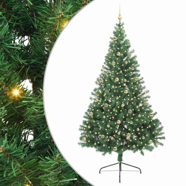 vidaXL &Aacute;rvore de Natal Artificial Pr&eacute;-iluminada Verde 240 cm PVC
