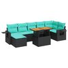 vidaXL 8 pcs conjunto sof&aacute;s de jardim com almofad&otilde;es vime PE preto