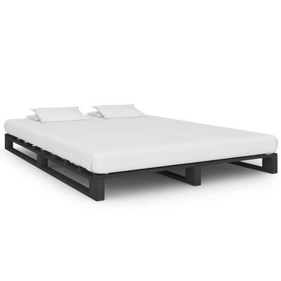 vidaXL Estrutura de cama em paletes pinho maciço 140x200 cm cinzento