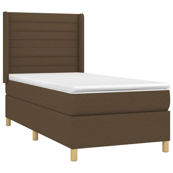 vidaXL Cama com molas/colch&atilde;o 90x190 cm tecido castanho-escuro