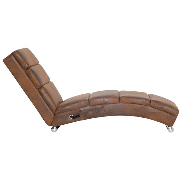 vidaXL Chaise longue de massagens camur&ccedil;a artificial castanho