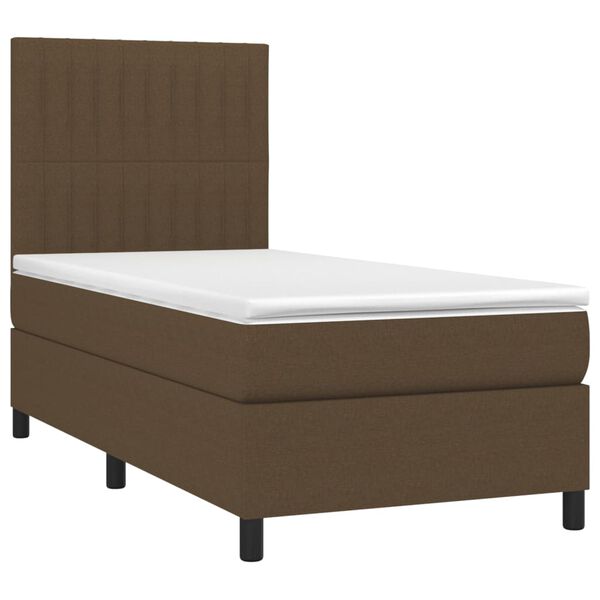 vidaXL Cama com molas/colch&atilde;o 90x190 cm tecido castanho-escuro