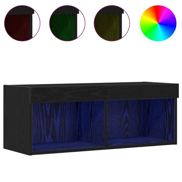 vidaXL Conjunto de m&oacute;vel de TV Carvalho Preto 80 x 30 x 30 cm