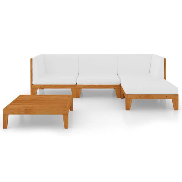 vidaXL 5 pcs conjunto lounge de jardim c/ almofad&otilde;es ac&aacute;cia maci&ccedil;a