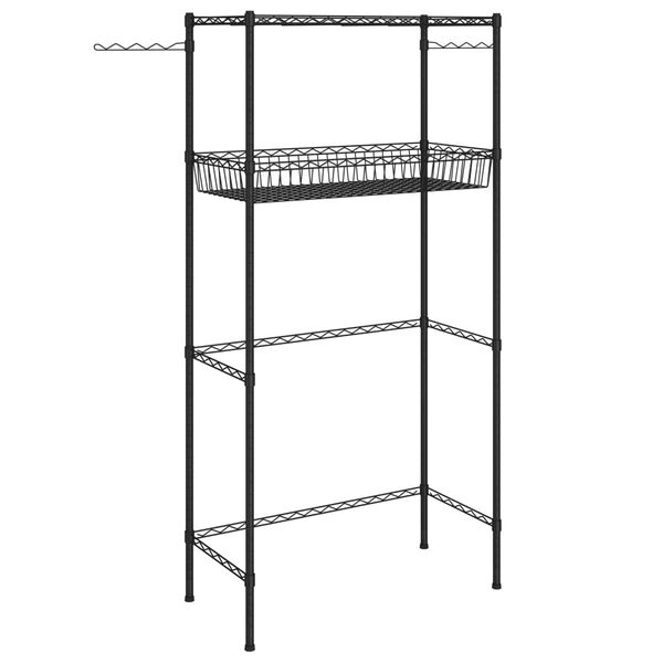 vidaXL Estante de 2 prateleiras p/ lavandaria 75x35x150 cm preto