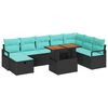 vidaXL Conjunto de Sof&aacute; de Jardim com almofada 9 pcs Preto vime PE
