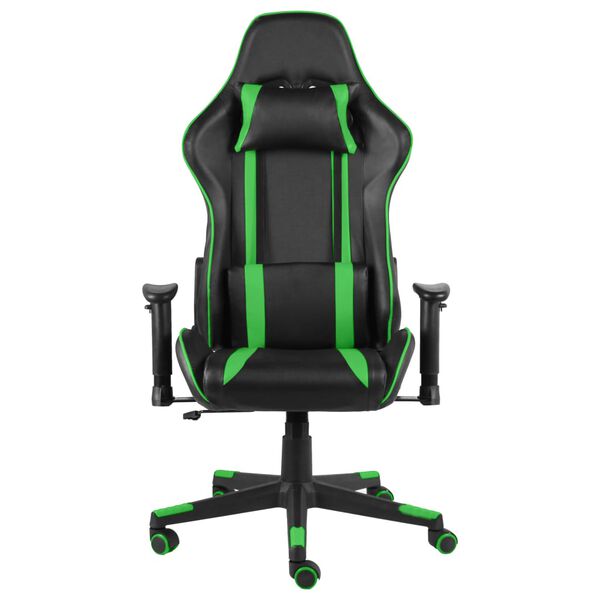 vidaXL Cadeira de gaming girat&oacute;ria PVC verde