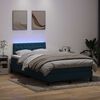 vidaXL Cama box spring c/ colch&atilde;o e LED 120x210 cm veludo azul-escuro