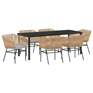 vidaXL Conjunto de Jantar para Jardim 7 unid. Castanho