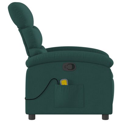 vidaXL Poltrona de massagens reclinável tecido verde-escuro