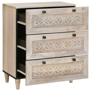 vidaXL Buffet Branco 60 x 33 x 75 cm Madeira de mangueira maci&ccedil;a
