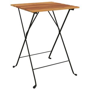 vidaXL Mesa de bistr&ocirc; dobr&aacute;vel 55x54x71 cm teca maci&ccedil;a e a&ccedil;o