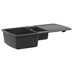 vidaXL Pia de Cozinha de Dupla Bacia Granito 96 x 50 x 31 cm Grafite