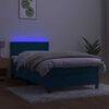 vidaXL Cama box spring c/ colch&atilde;o/LED 90x200 cm veludo azul-escuro