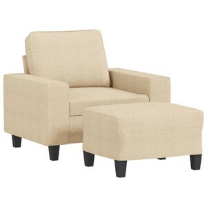 vidaXL Poltrona com apoio de p&eacute;s 60 cm tecido cor creme