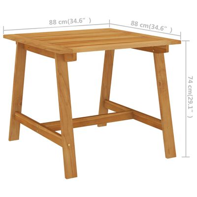 vidaXL Mesa de jantar para jardim 88x88x74 cm madeira de acácia maciça