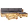 vidaXL 5 pcs conjunto lounge jardim c/ almofad&otilde;es madeira teca maci&ccedil;a