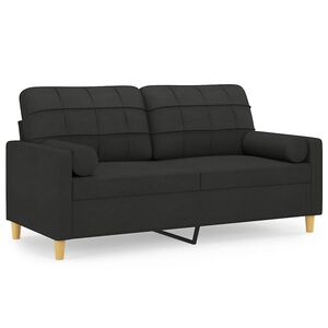 vidaXL Sof&aacute; 2 lugares + almofadas decorativas 140 cm tecido preto