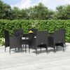vidaXL 7 pcs conjunto de jantar para jardim com almofadões preto