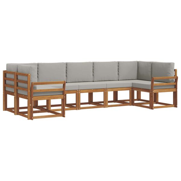 vidaXL Conjunto de Sof&aacute;s para Exterior 7 pcs Cinza Natural e Claro