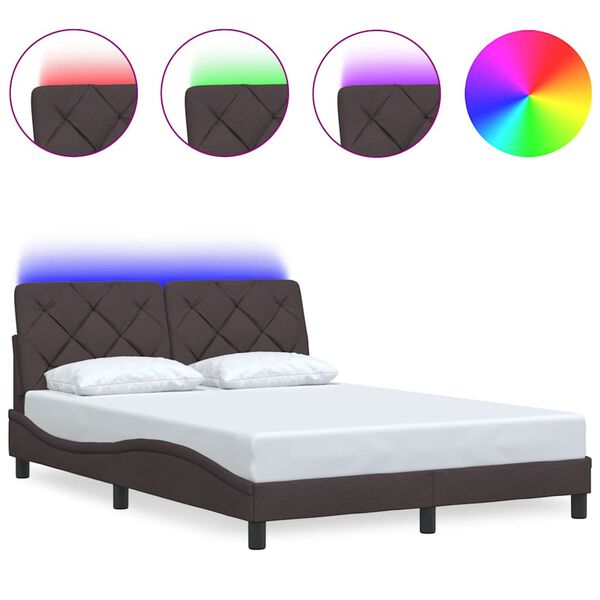 vidaXL Estrutura de cama com LED sem colch&atilde;o 140x190 cm tecido
