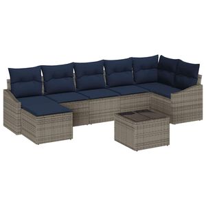 vidaXL Conjunto de Sof&aacute; de Jardim Cinza e Azul Marinho vime PE