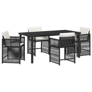 vidaXL Conjunto de Jantar para Jardim 5 pcs Preto vime PE