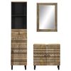 vidaXL 3 pcs conj. m&oacute;veis p/ casa de banho madeira mangueira maci&ccedil;a