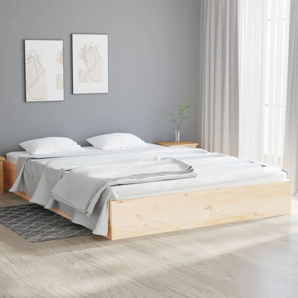 vidaXL Estrutura de cama 140x190 cm madeira maci&ccedil;a