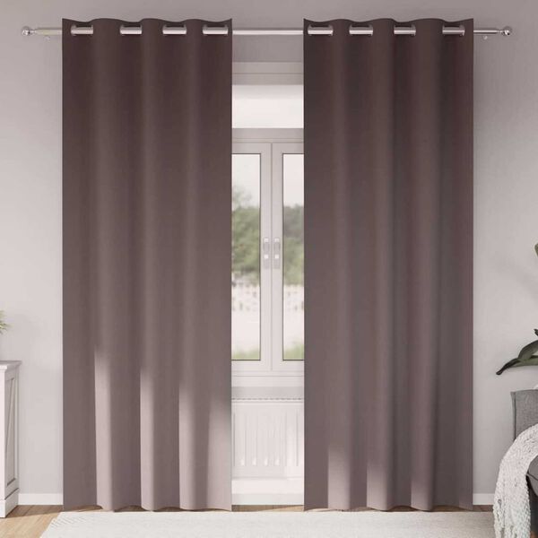 vidaXL Cortinas Blackout com Argolas 2 pcs Marrom Escuro 260 x 140 cm