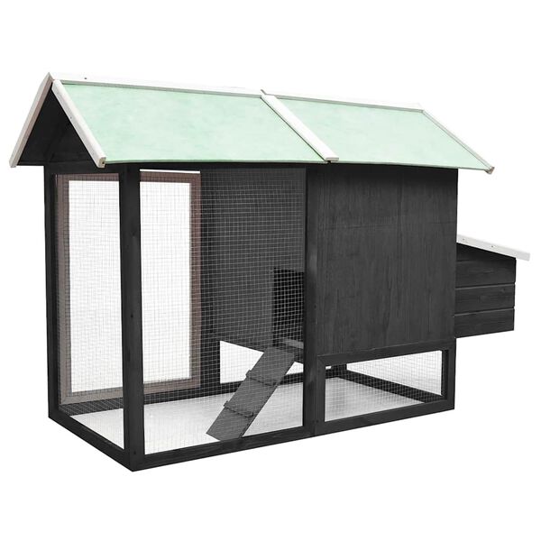 vidaXL Galinheiro 170x81x110 cm madeira pinho e abeto maciças cinzento