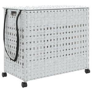 vidaXL Cesto para roupa suja com rodas 66x35x60 cm vime branco