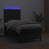 vidaXL Cama box spring c/ colch&atilde;o/LED 100x200cm couro artificial preto