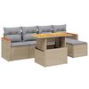 vidaXL 6 pcs conjunto de sof&aacute;s p/ jardim com almofad&otilde;es vime PE bege