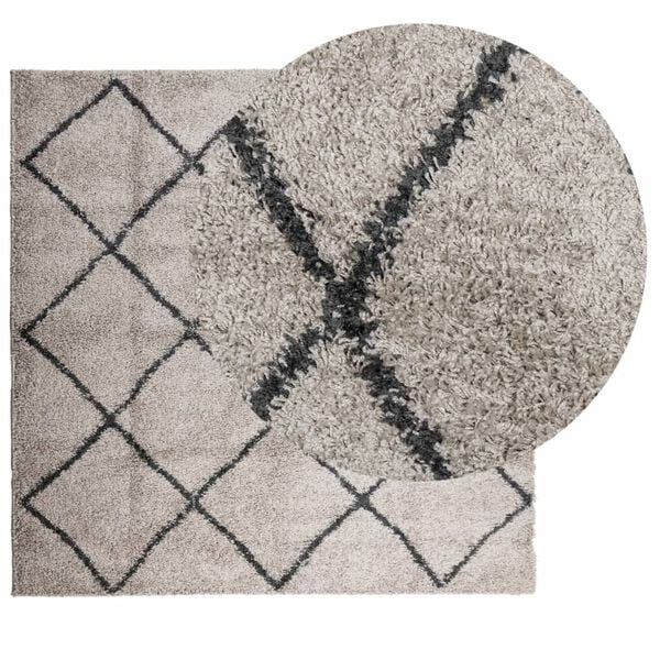 vidaXL Tapete shaggy de pelo alto PAMPLONA 200x200 cm bege e antracite