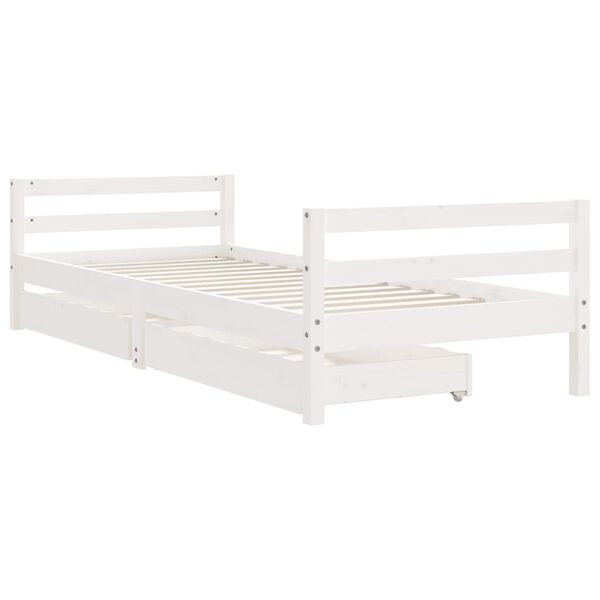vidaXL Estrutura cama infantil c/ gavetas 80x200cm pinho maci&ccedil;o branco