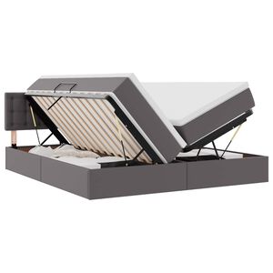 vidaXL Cama com arruma&ccedil;&atilde;o e LED Cinzeto 180 x 200 cm Couro Sint&eacute;tico