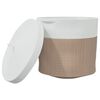 vidaXL Cesto de arruma&ccedil;&atilde;o com tampa &Oslash;40x35cm algod&atilde;o castanho e branco