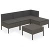 vidaXL 5 pcs conjunto lounge de jardim c/ almofadões vime PE cinzento