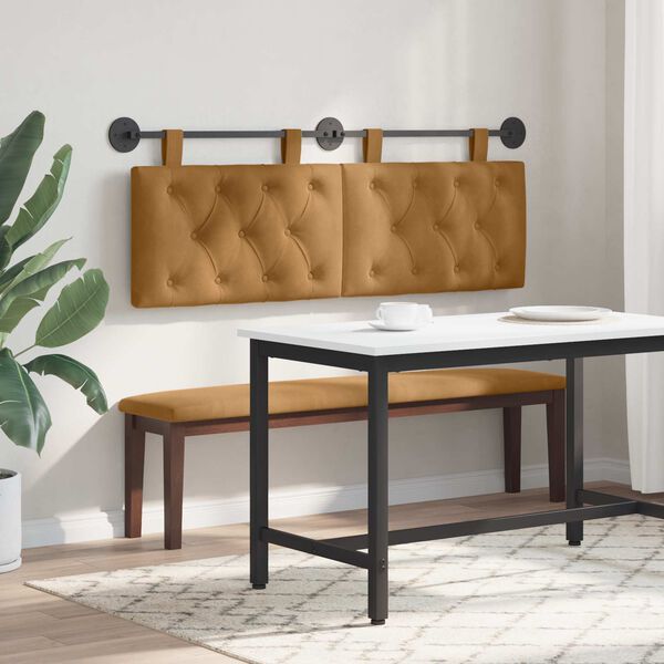 vidaXL Cabeceira Suspensa Castanho 150 x 55 x 7 cm Veludo