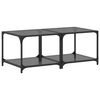 vidaXL Mesas de centro c/ topo em vidro preto 2 pcs 50x50x40 cm a&ccedil;o