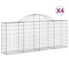 vidaXL Cestos gabi&atilde;o arqueados 4 pcs 200x30x80/100cm ferro galvanizado
