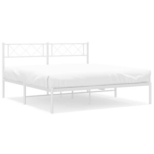 vidaXL Estrutura de cama com cabeceira 160x200 cm metal branco