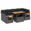 vidaXL 7 pcs conjunto de sof&aacute;s p/ jardim c/ almofad&otilde;es vime PE preto