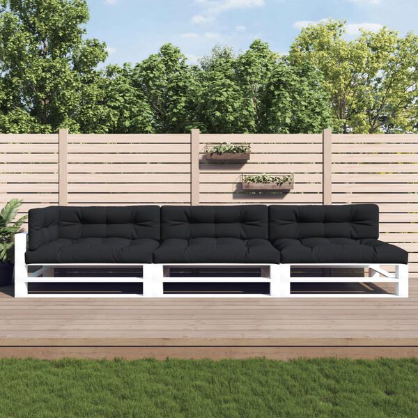 vidaXL Almofad&otilde;es para m&oacute;veis de paletes 7 pcs tecido preto