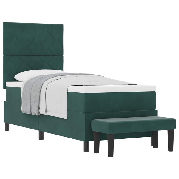 vidaXL Cama Box com colch&atilde;o Verde-escuro 80 x 200 cm Veludo