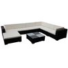 vidaXL 8 pcs conjunto lounge de jardim c/ almofad&otilde;es vime PE preto
